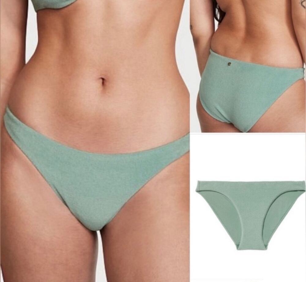Victoria's Secret Swim Terry Cloth Bikini Bottom, Mint Green, Medium, NWT